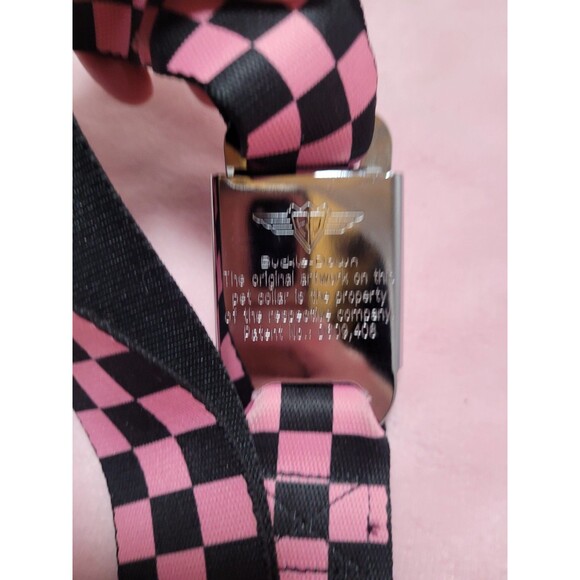 Buckle Down Pink Black Checkers DECEPTICONS Large 18"- 32" Neck Dog Collar b3 - Picture 3 of 4
